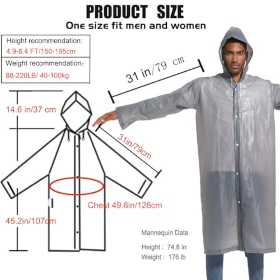 Rain Ponchos for Adults Rainco - огляд і ціна Emergency Poncho Rain
