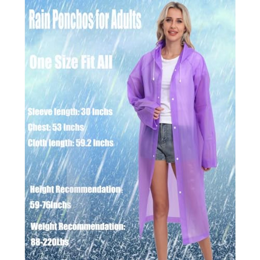 2-Pack Reusable Rain Ponchos f - огляд і ціна Emergency Poncho Rain