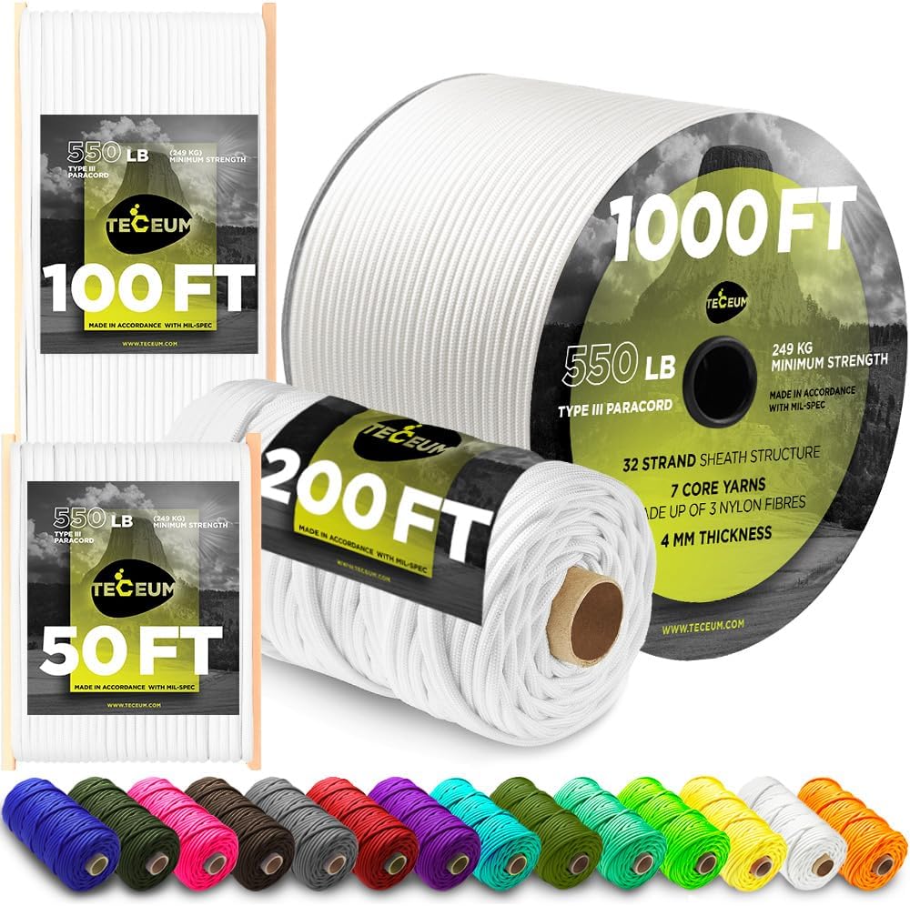 Paracord Type III 550 White 10 - огляд і ціна Para Cord 1000Ft