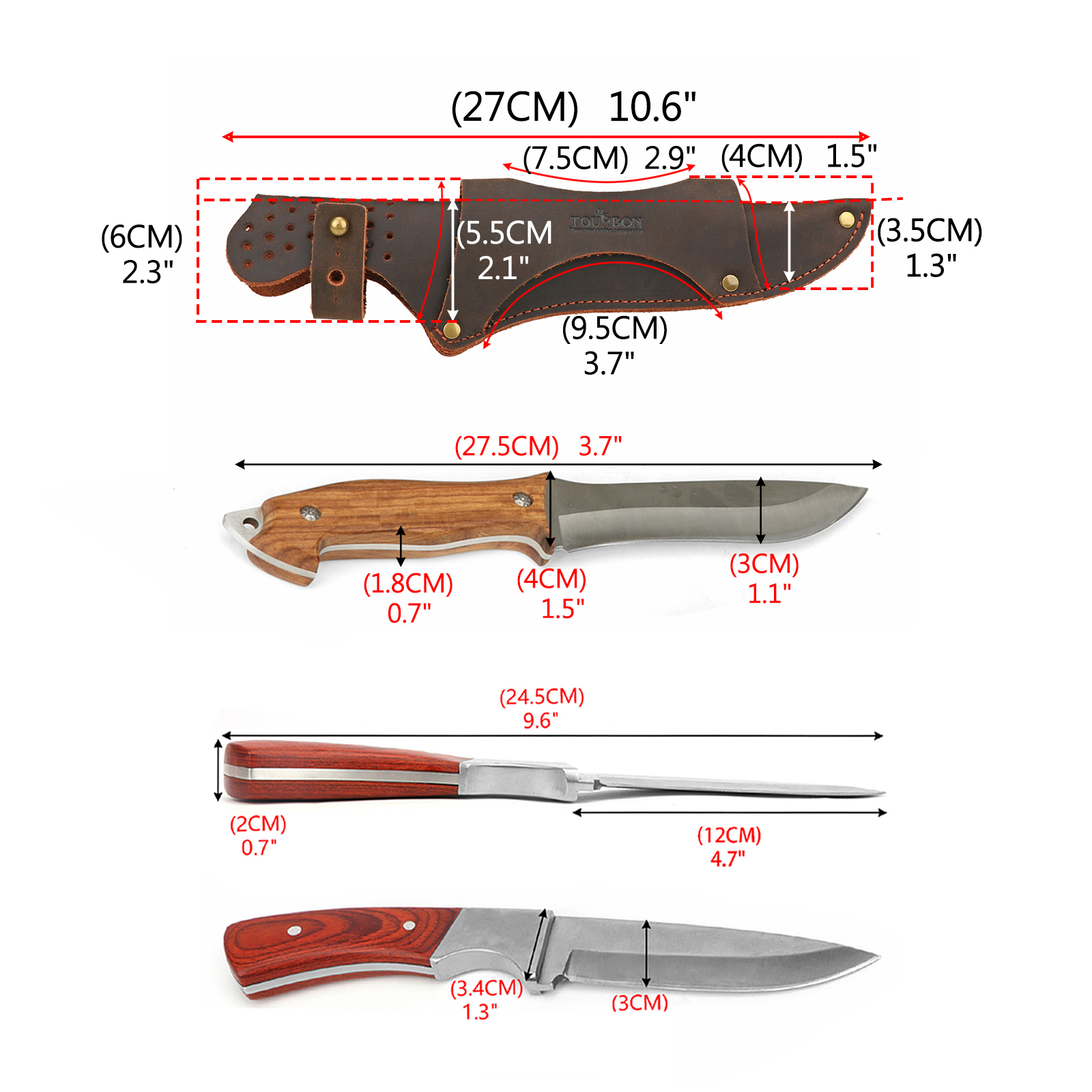 Tourbon Leather Tool Fixed Bla - огляд і ціна Bushcraft Knife Fixed