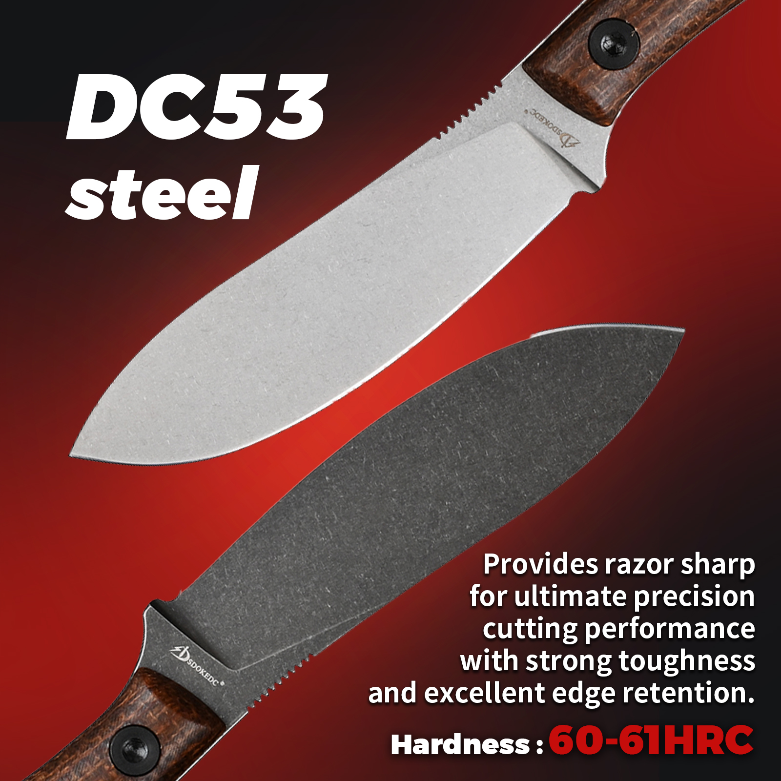 SDOKEDC Knives DC53 Steel EDC  - огляд і ціна Bushcraft Knife Fixed