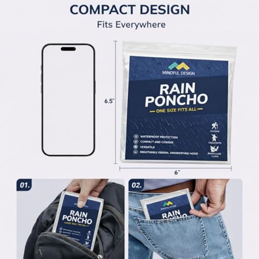 Mindful Design Rain Ponchos wi - огляд і ціна Emergency Poncho Rain
