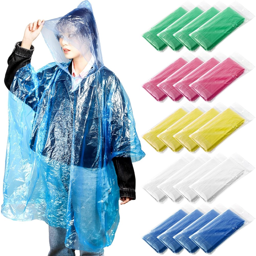 20 Pack Disposable Rain Poncho - огляд і ціна Emergency Poncho Rain