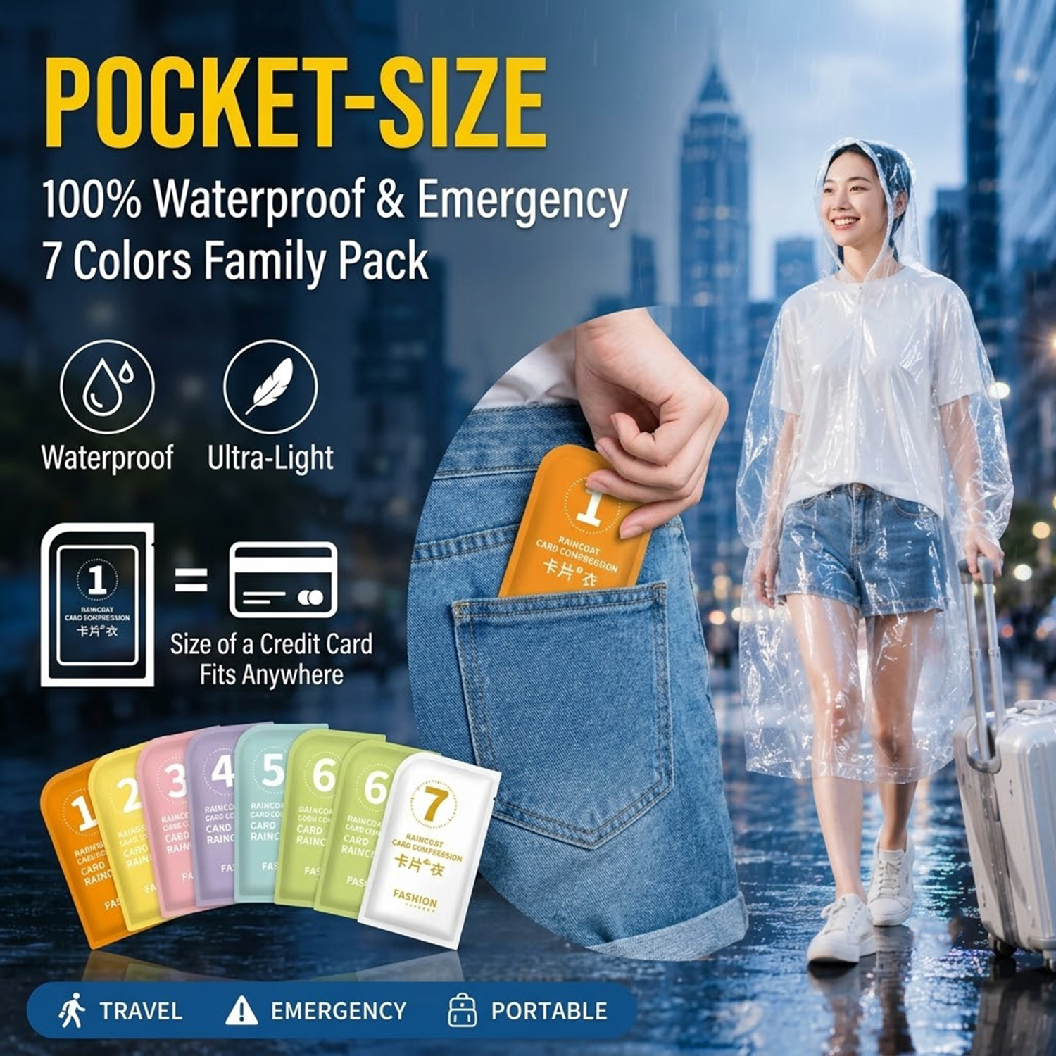 Unisex Portable Card Disposabl - огляд і ціна Emergency Poncho Rain