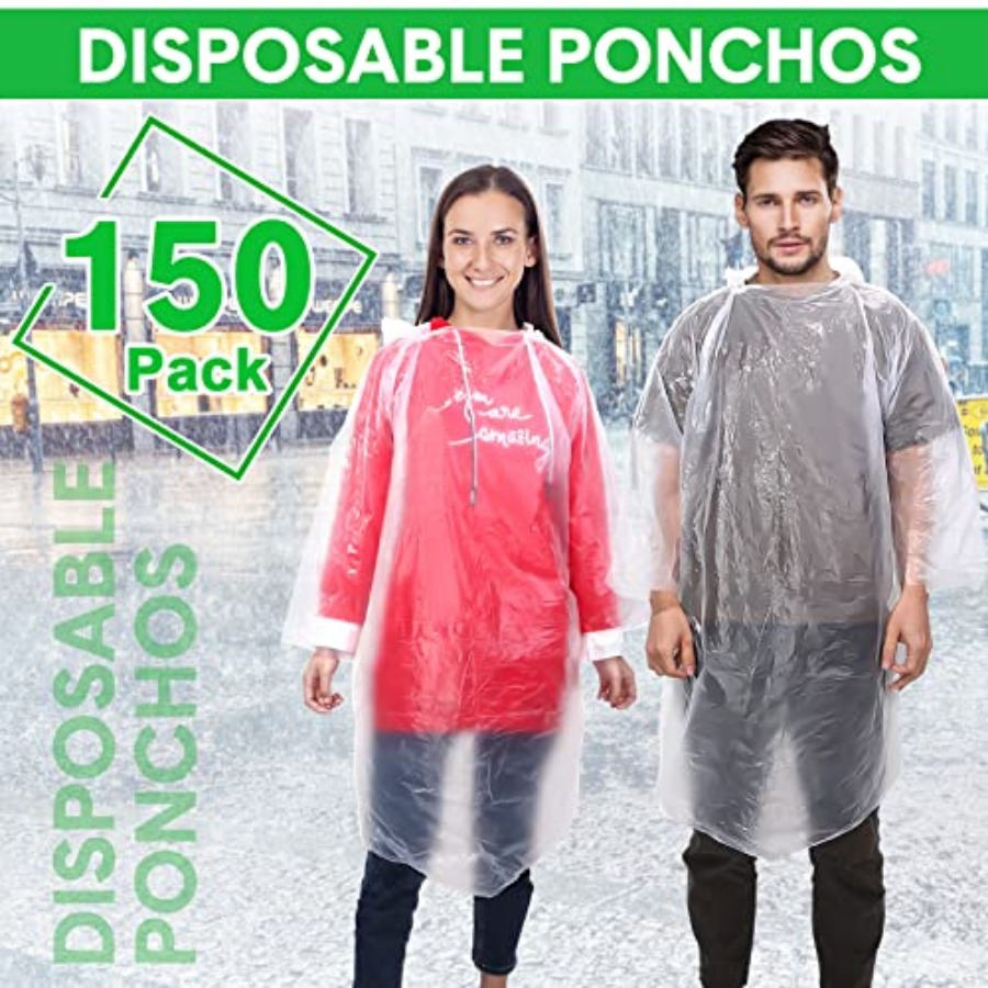 150 Pcs Disposable Rain Poncho - огляд і ціна Emergency Poncho Rain