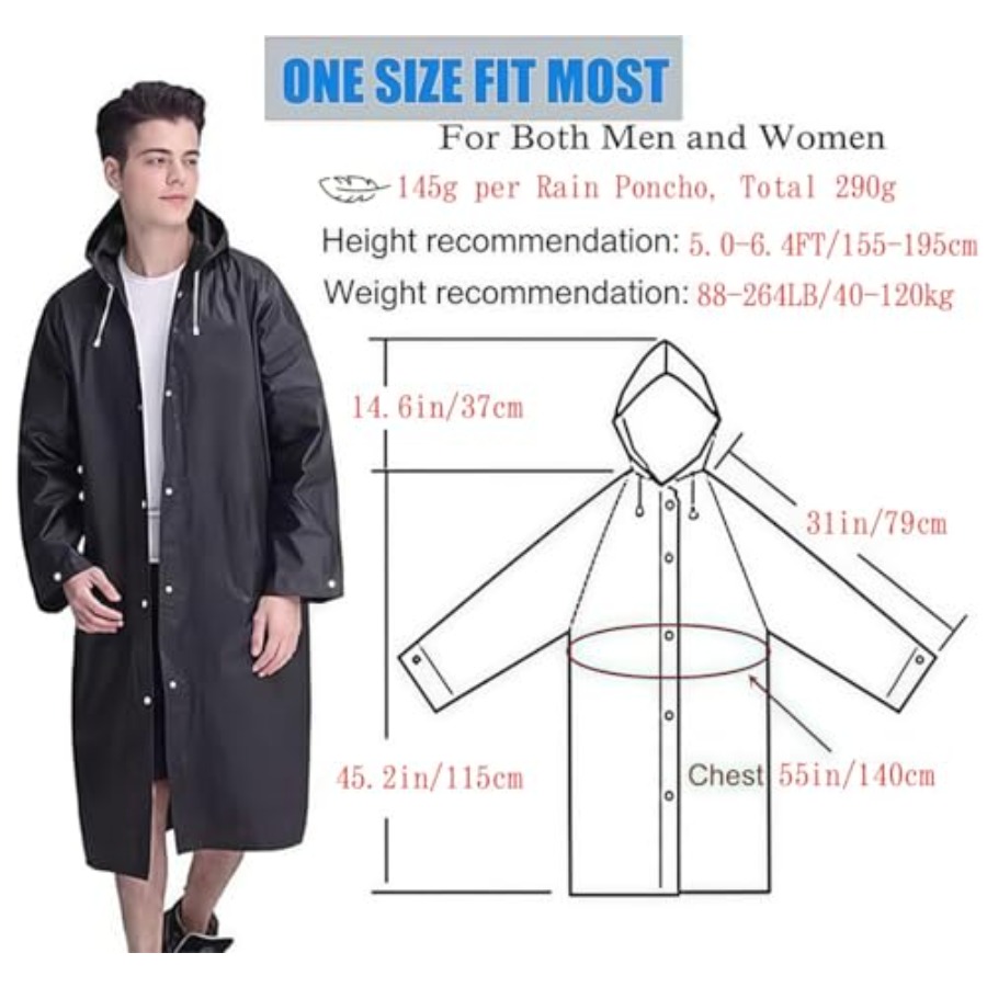 Rain Coat Poncho for Adult, 2  - огляд і ціна Emergency Poncho Rain