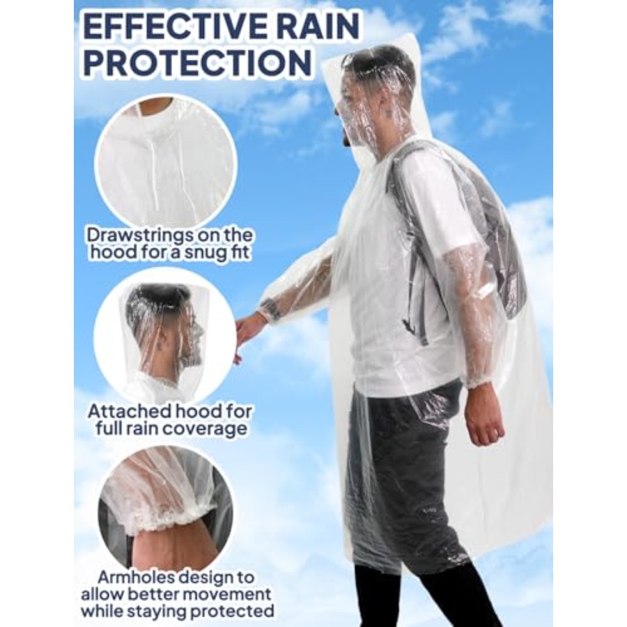 ANYOO Disposable Rain Poncho f - огляд і ціна Emergency Poncho Rain