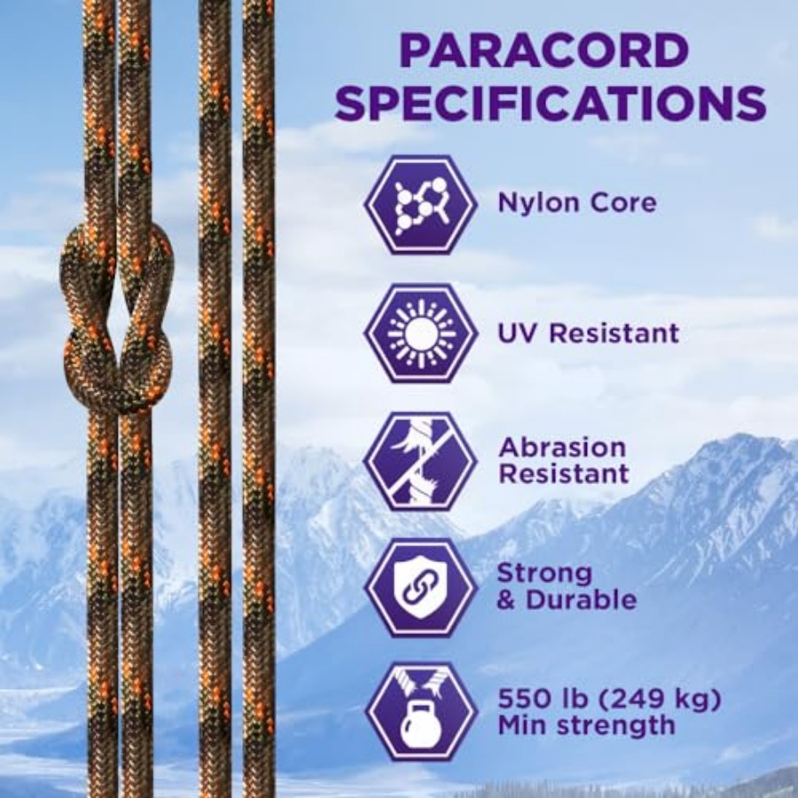 Reflective Paracord Rope 1000  - огляд і ціна Para Cord 1000Ft